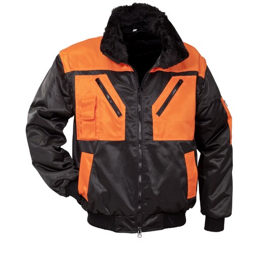 Pilotenjacke Ben, schwarz/orange, 3D-Bild-01